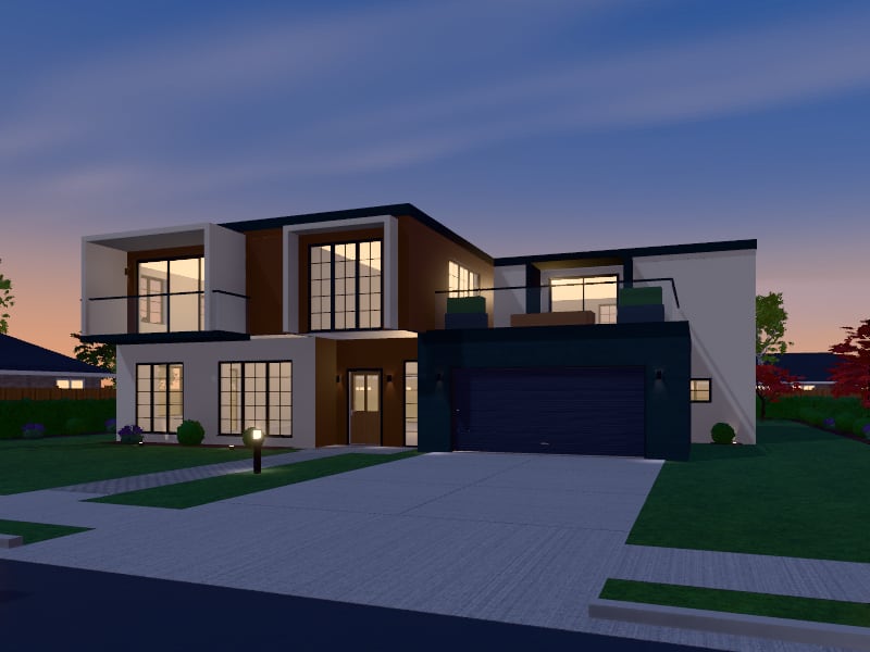 Large Art Deco Architectural Home, exterior view