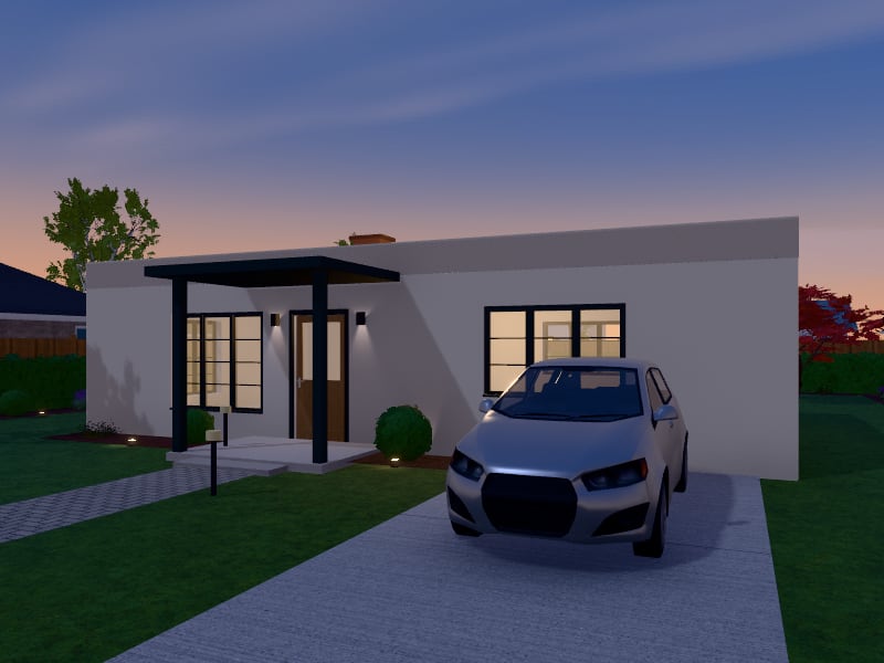 Compact Art Deco Bungalow, exterior view