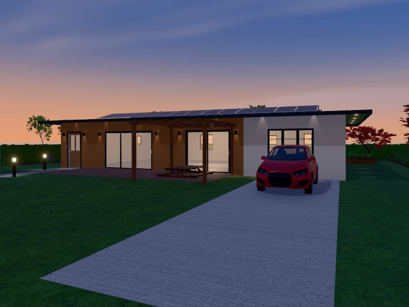 Art Deco Sustainable House, exterior view