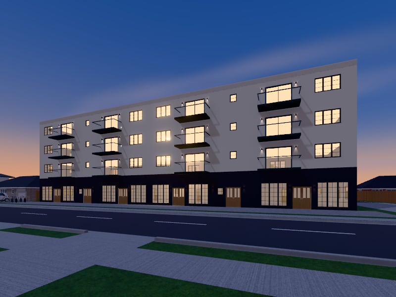 Large Art Deco Mixed-Use Building, exterior view
