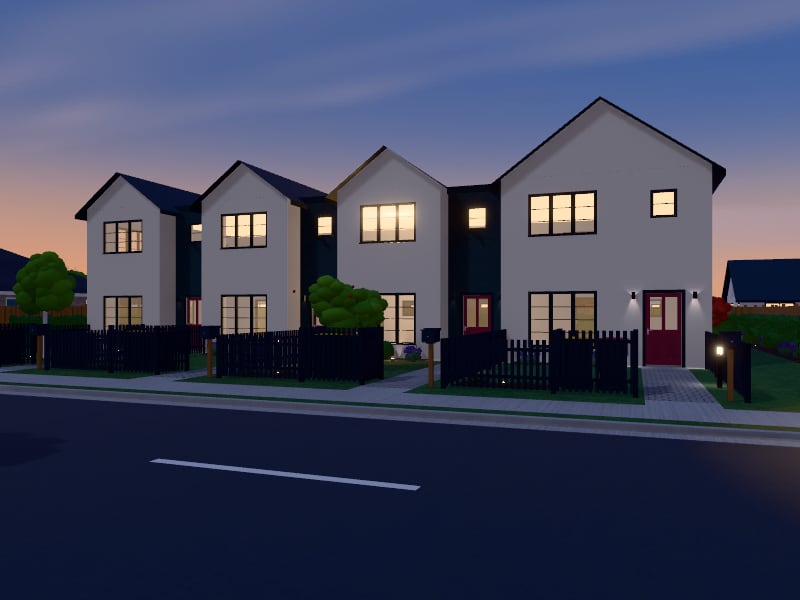 Compact Art Deco Terrace, exterior view