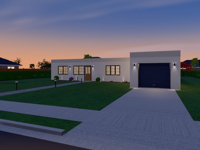 Compact Art Deco Villa, exterior view
