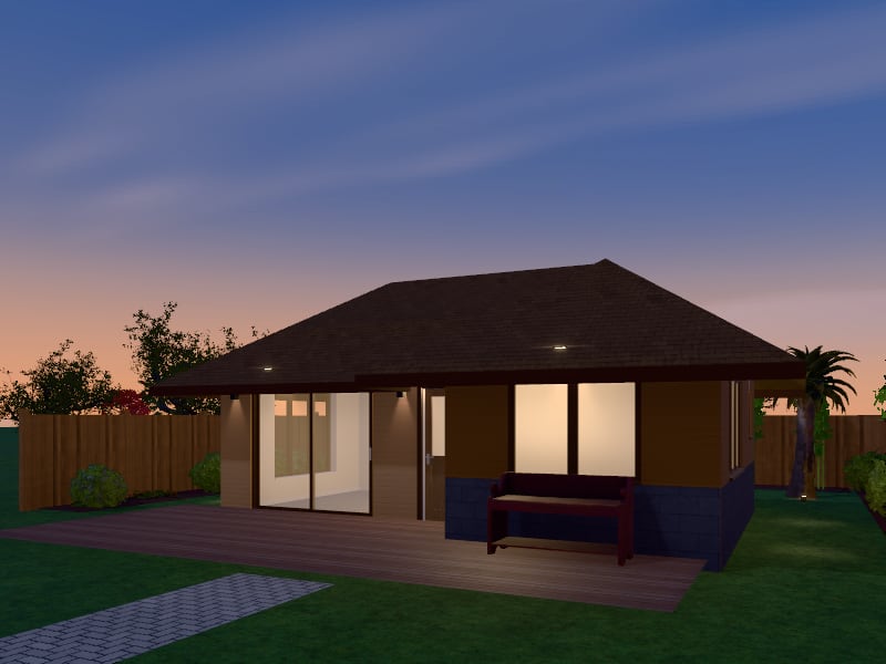 Large Bali Tiny House, exterior view