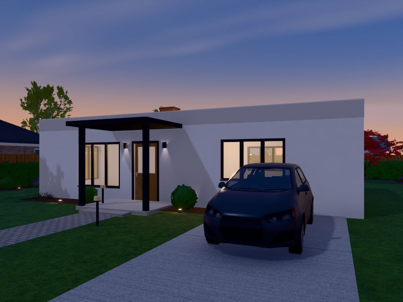 Compact Bauhaus Bungalow, exterior view