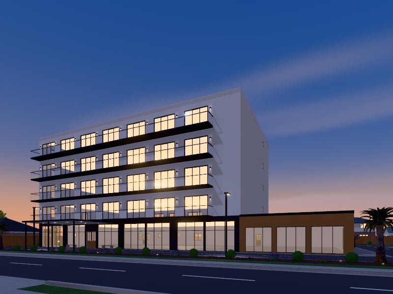 Large Bauhaus Hotel, exterior view