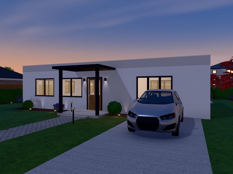 Compact Bauhaus House, exterior view