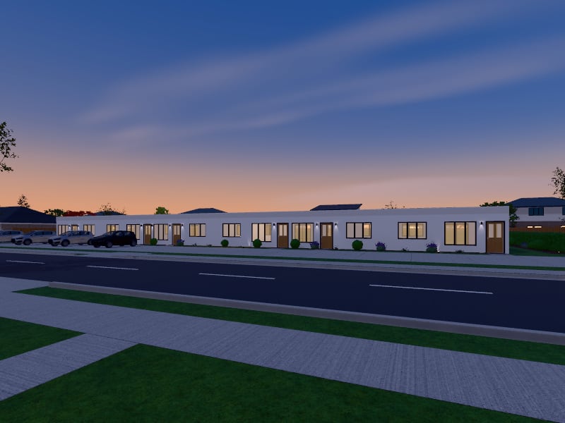 Large Bauhaus Rental Units, exterior view