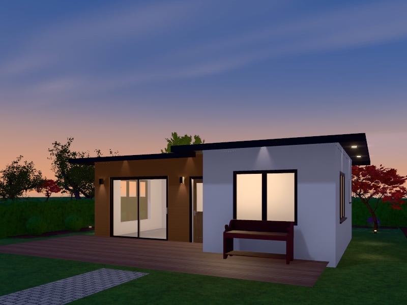 Large Bauhaus Tiny House, exterior view