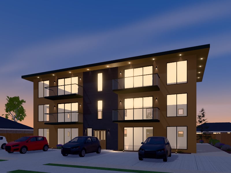 Compact Biophilic Apartments, exterior view