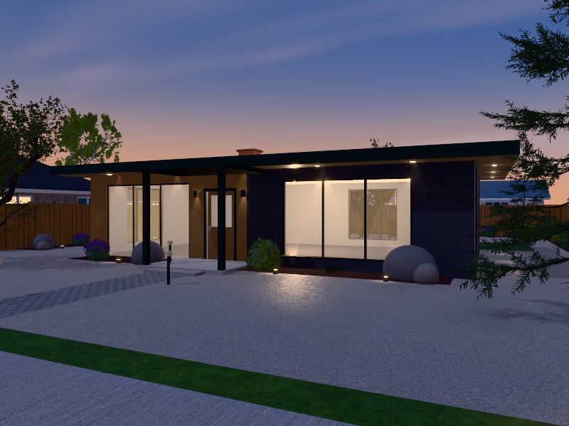 Compact Biophilic Bungalow, exterior view