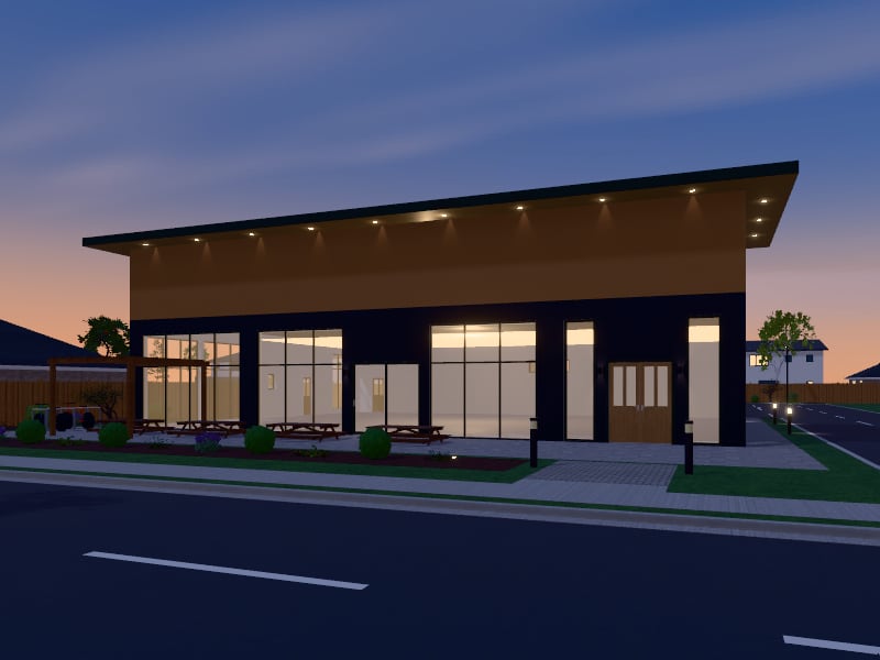 Large Biophilic Restaurant, exterior view