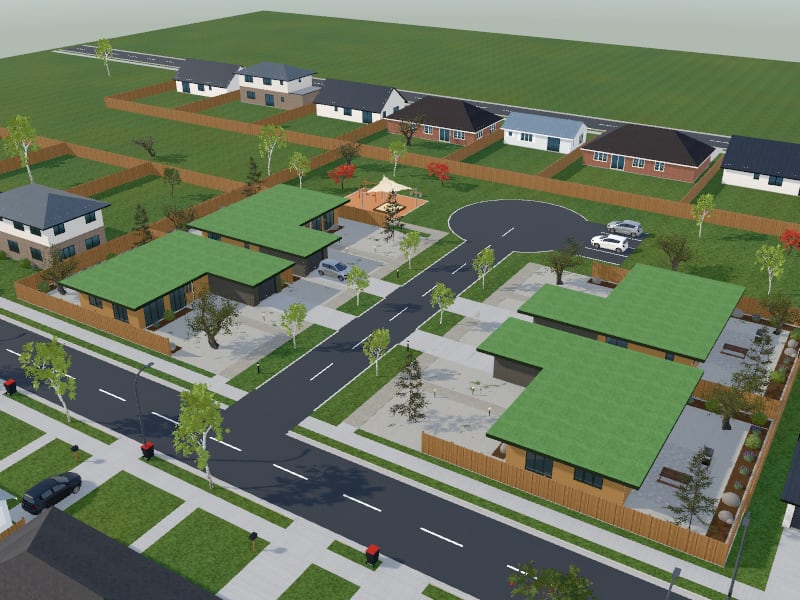 Compact Biophilic Subdivision, exterior view