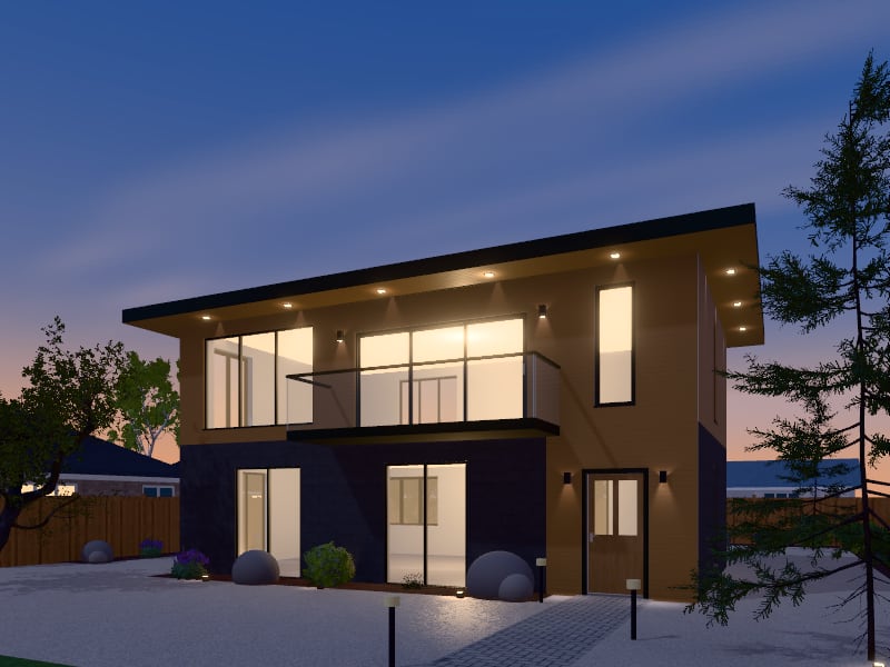 Compact Biophilic Townhouse, exterior view