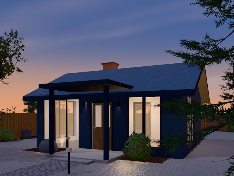 Compact Coastal Cabin, exterior view