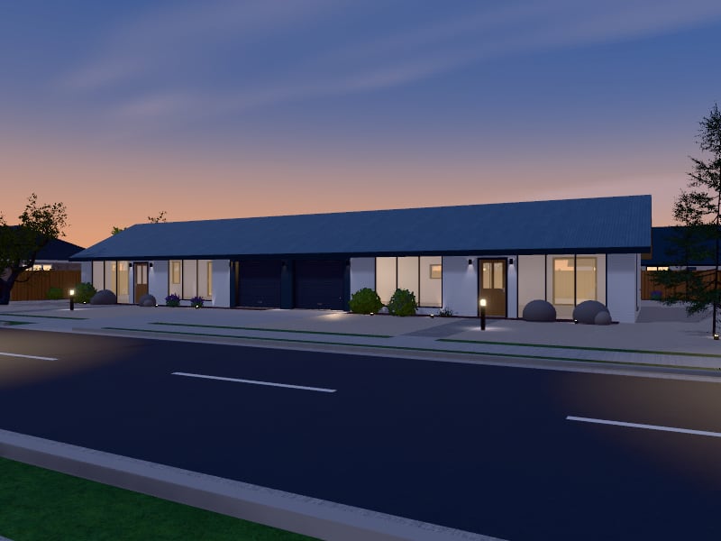 Coastal Duplex, exterior view