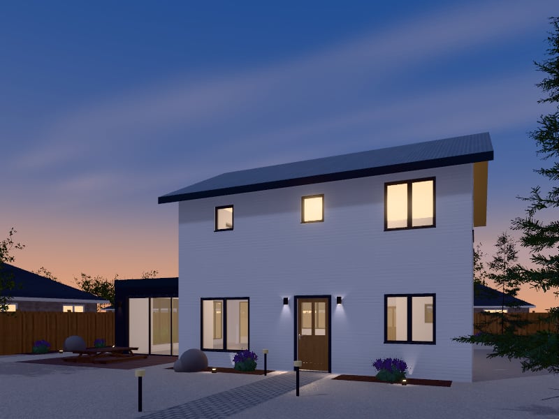 Compact Coastal House with Extension, exterior view