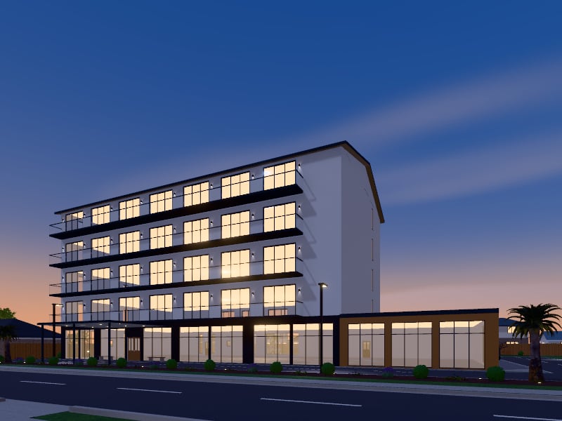 Large Coastal Hotel, exterior view