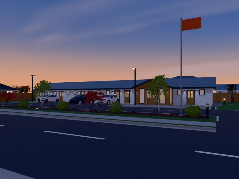 Compact Coastal Motel, exterior view
