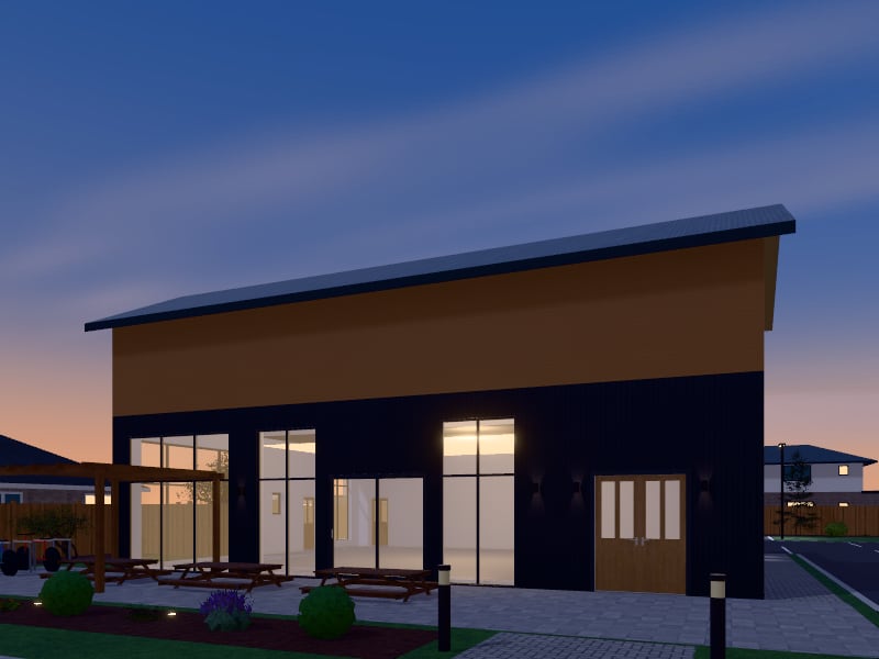 Compact Coastal Restaurant, exterior view