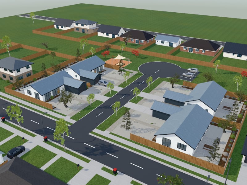 Compact Coastal Subdivision, exterior view