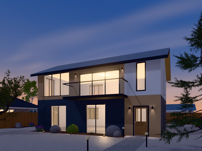Compact Coastal Townhouse, exterior view