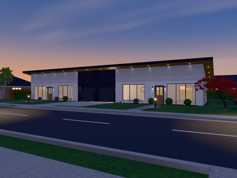 Contemporary Duplex, exterior view