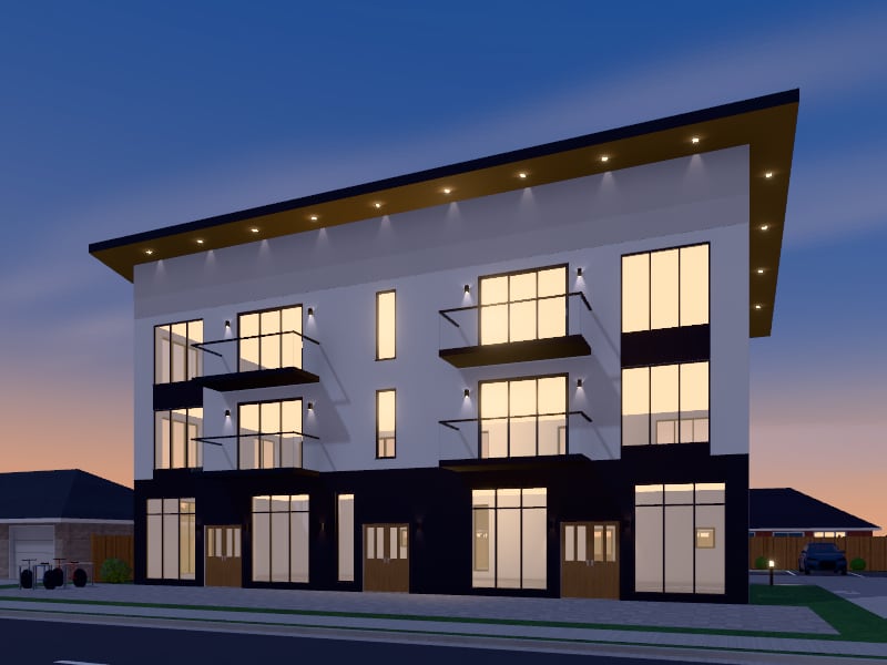 Contemporary Mixed-Use Building, exterior view