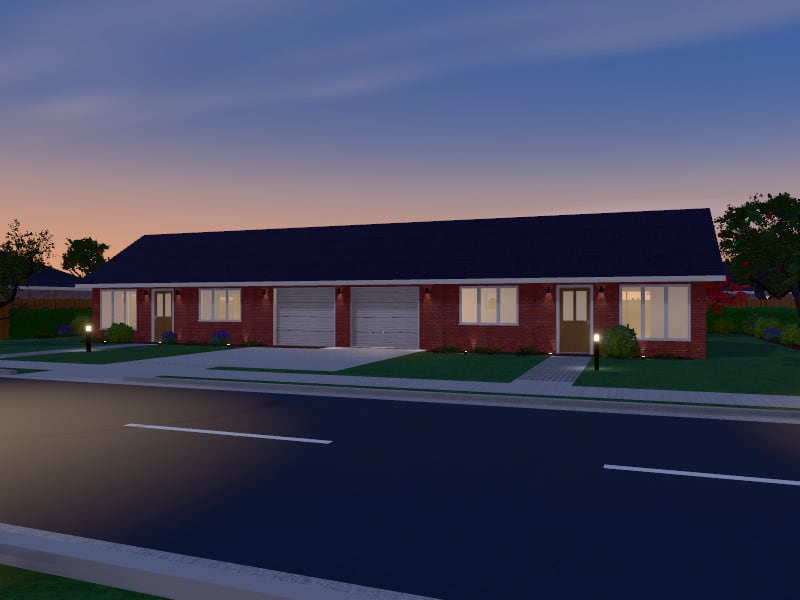 Compact Eclectic Duplex, exterior view