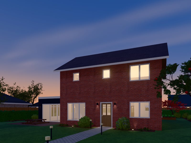 Eclectic House with Extension, exterior view