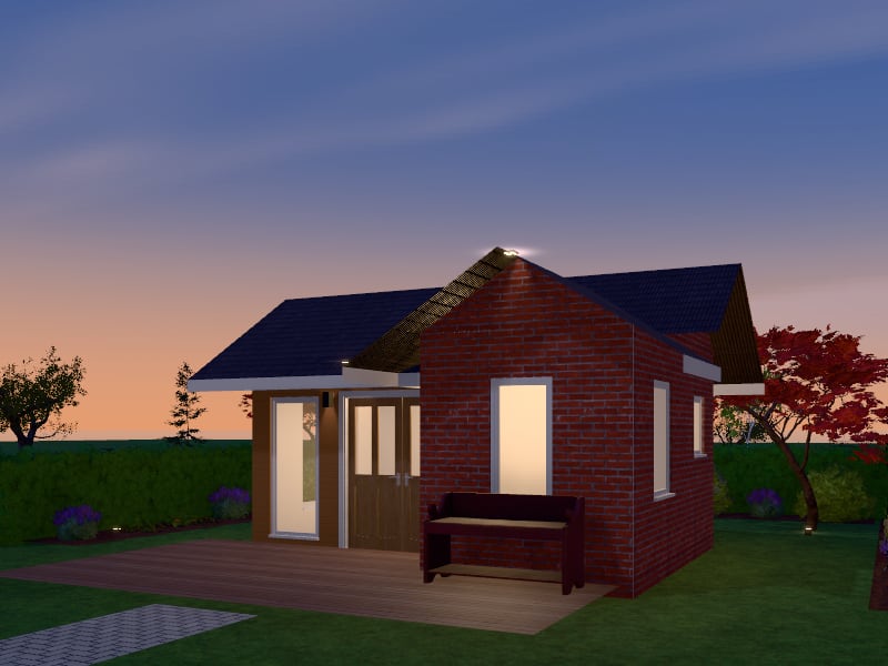 Compact Eclectic Tiny House, exterior view