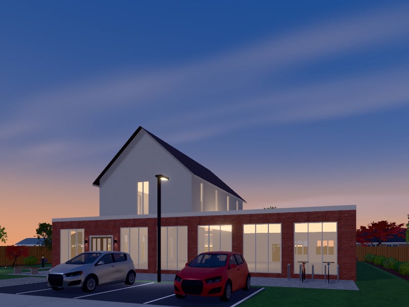 Compact Eclectic Place of Worship, exterior view