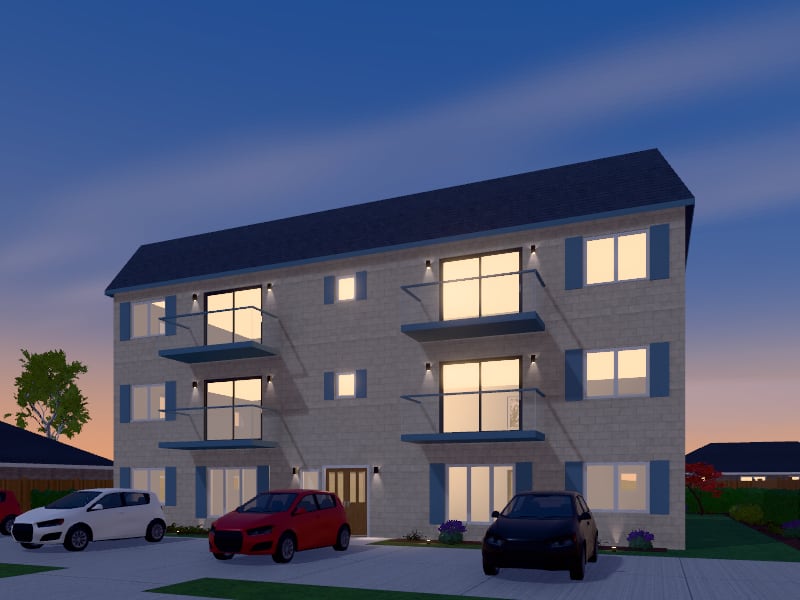 Compact French Country Apartments, exterior view