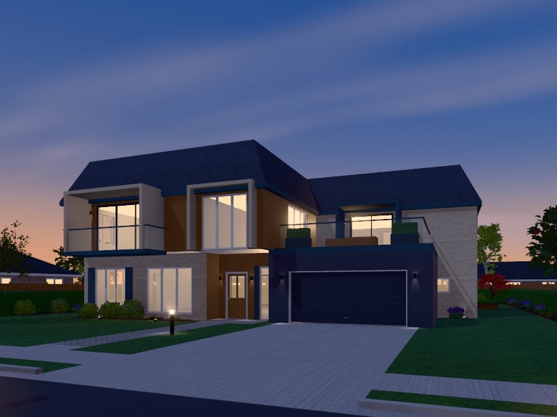 Large French Country Architectural Home, exterior view