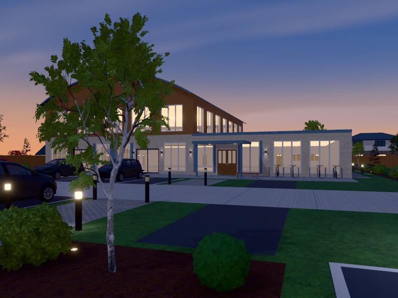 Large French Country Community Centre, exterior view