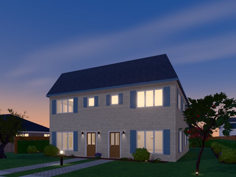 Large French Country Duplex, exterior view