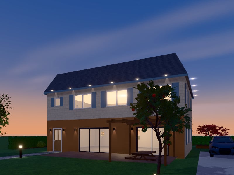 Large French Country Sustainable House, exterior view