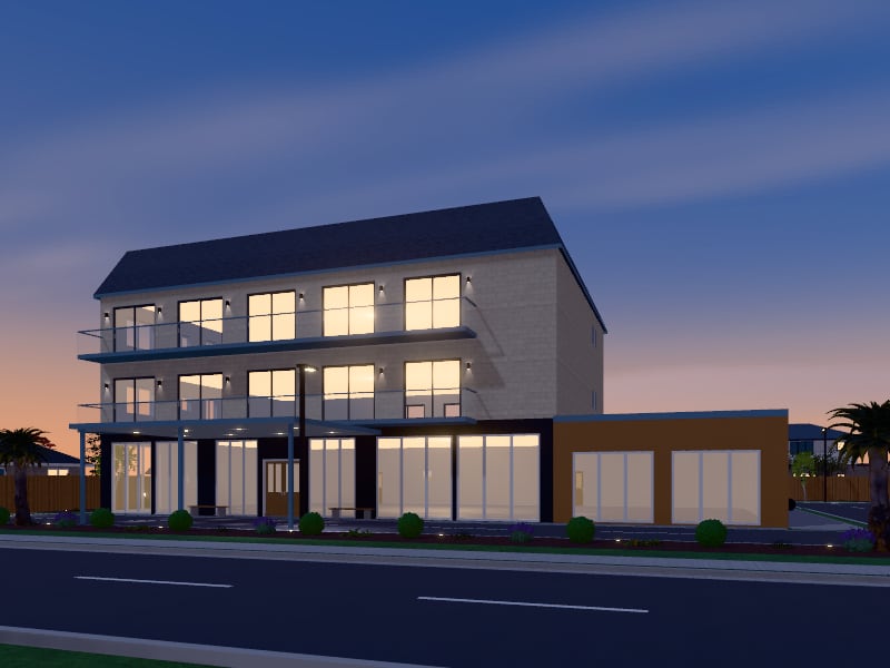 Compact French Country Hotel, exterior view