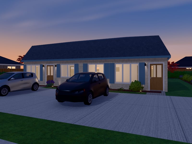 Compact French Country Rental Units, exterior view