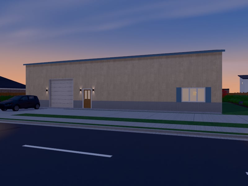 French Country Warehouse, exterior view