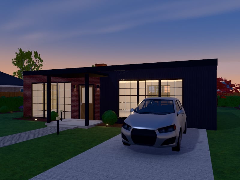 Compact Industrial Bungalow, exterior view