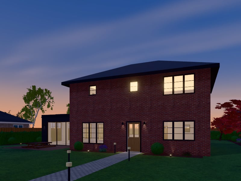 Large Industrial House with Extension, exterior view
