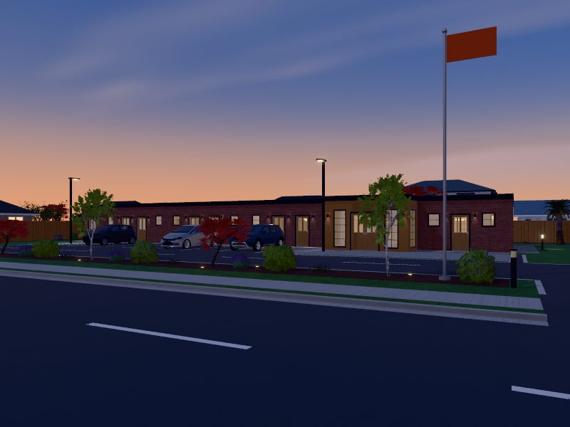 Compact Industrial Motel, exterior view