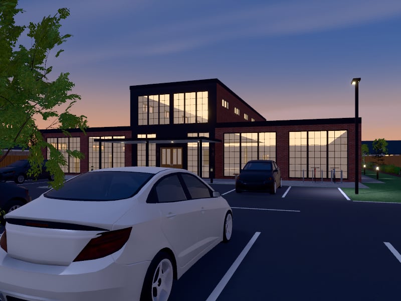 Compact Industrial Shopping Centre, exterior view
