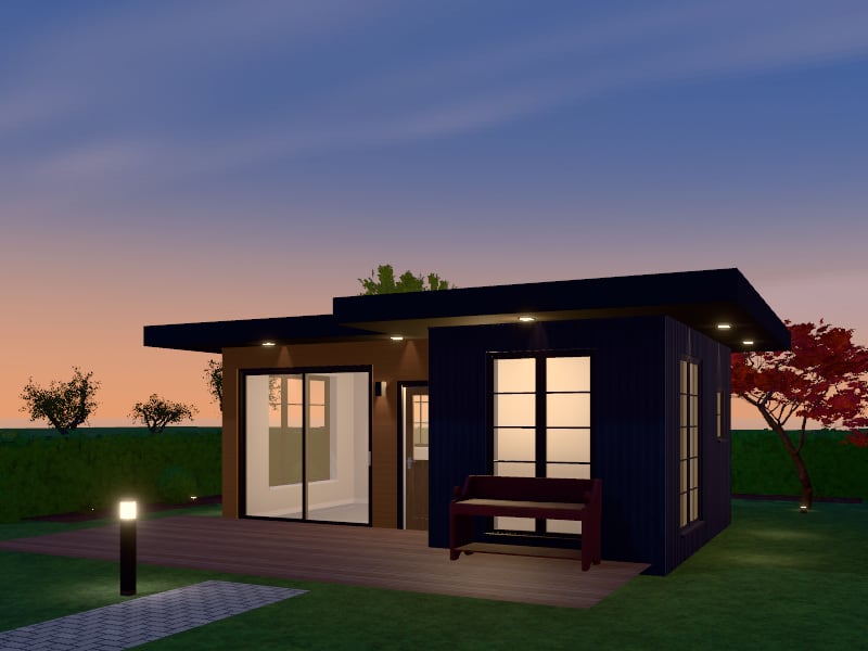 Industrial Tiny House, exterior view