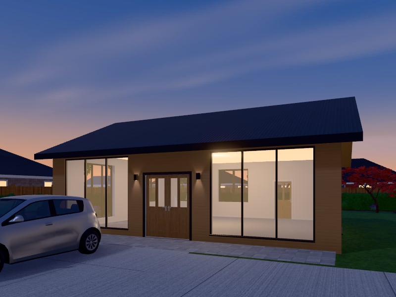 Compact Japandi Café, exterior view