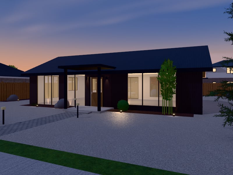 Compact Japandi House, exterior view