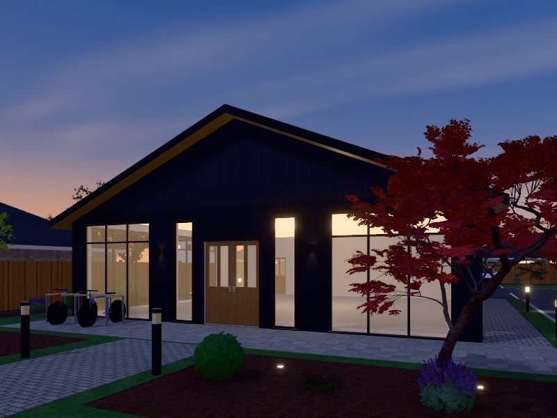 Compact Japandi Office, exterior view