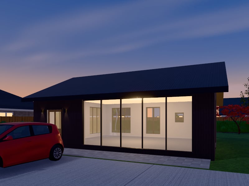 Compact Japandi Salon, exterior view
