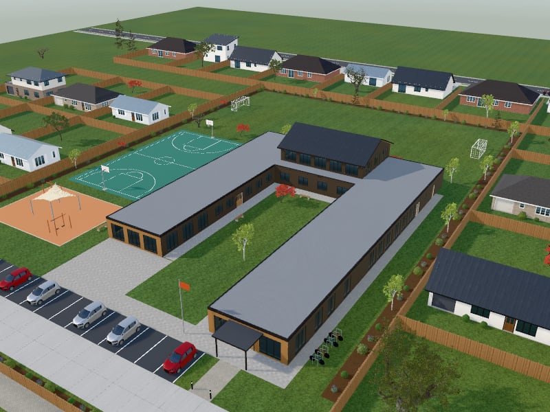 Compact Japandi School, exterior view