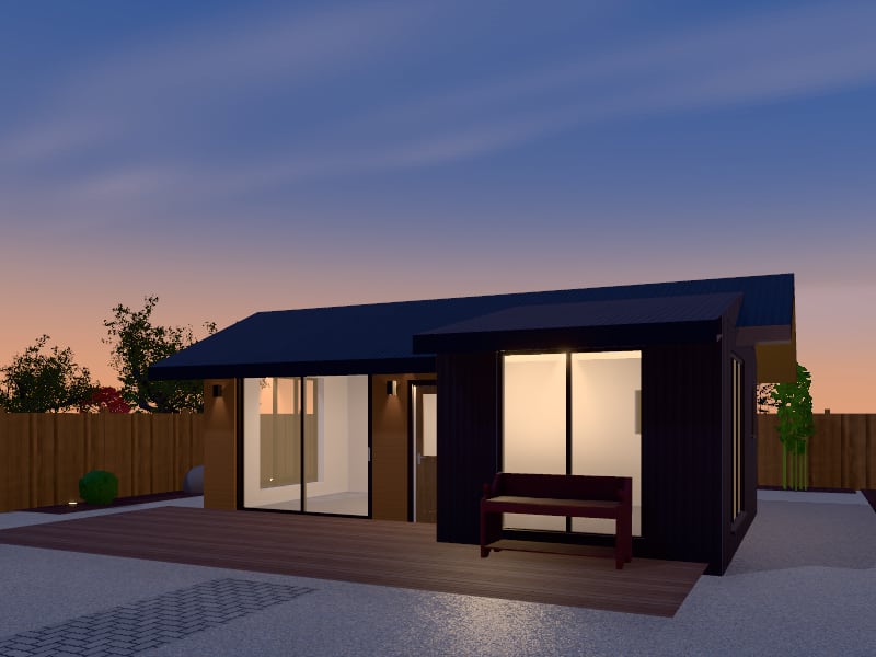 Large Japandi Tiny House, exterior view